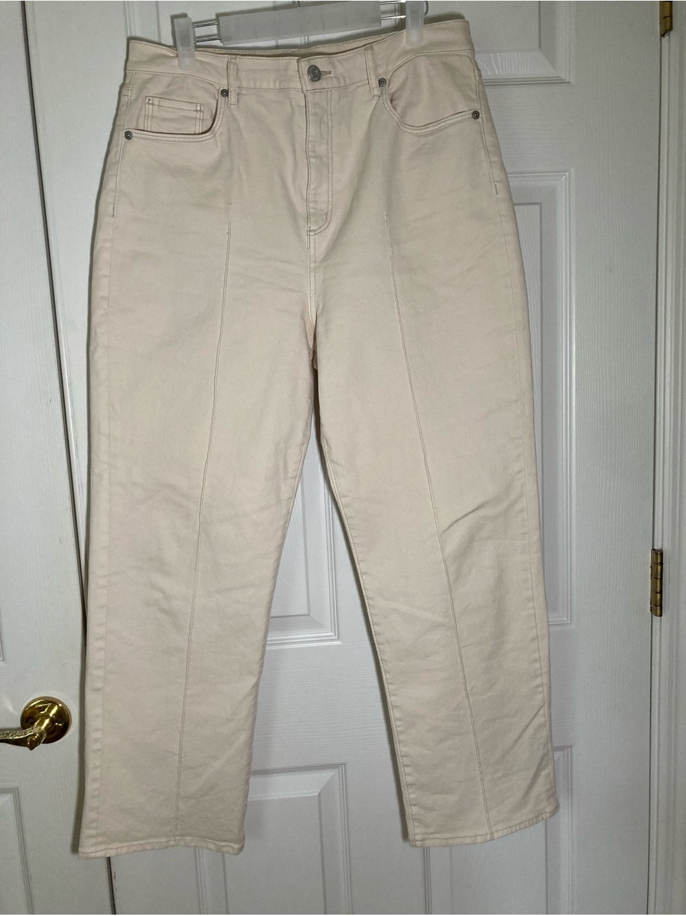 Loft High-Rise Straight Cream Jeans Sz 30/10